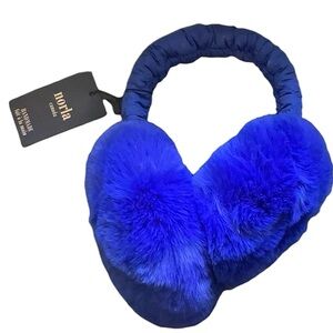 NWT norla canada faux fur foldable blue ear muffs